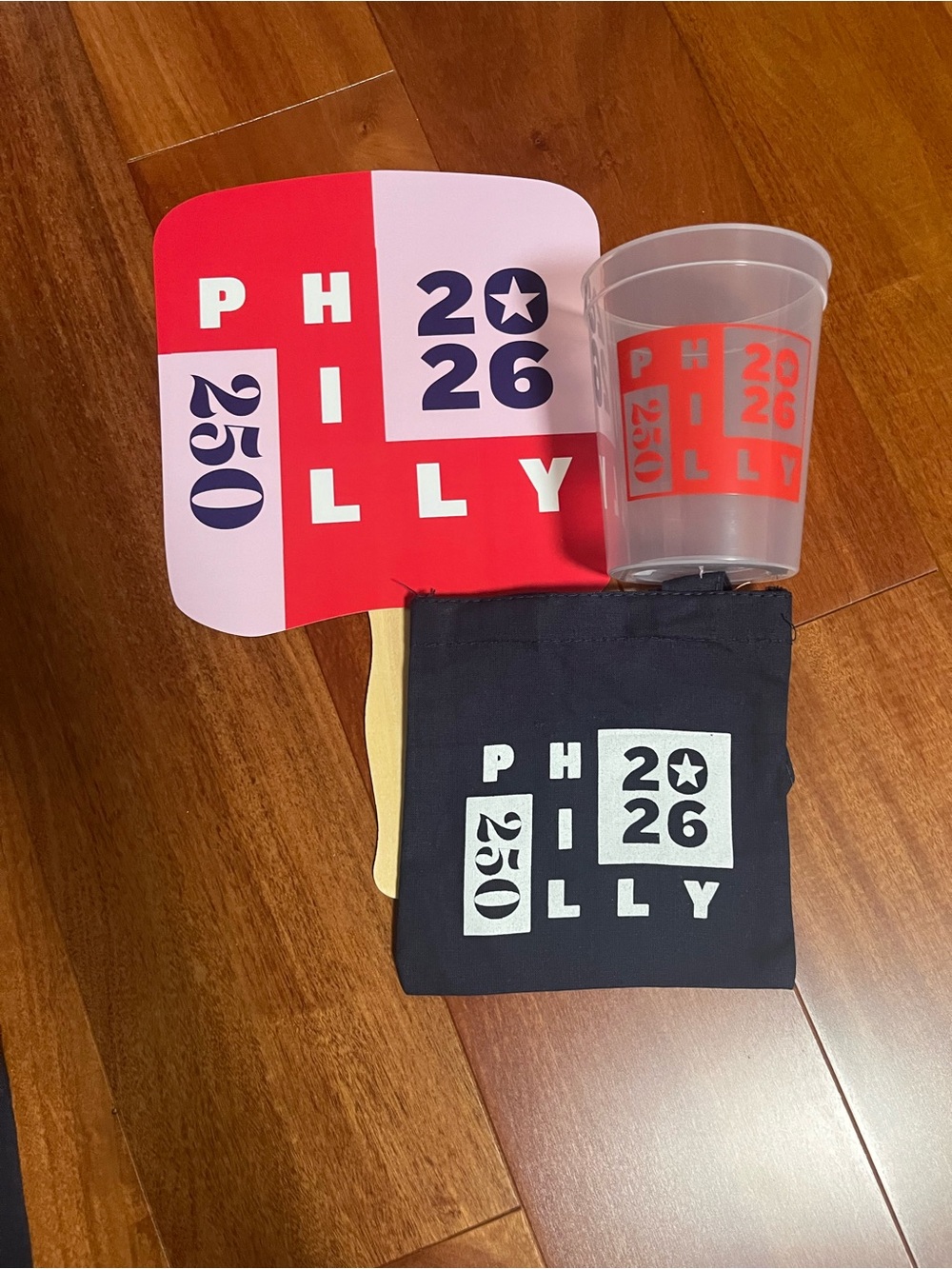 Philly 2026 Party Cup tote bag and fan Set - Pink/Red/navy